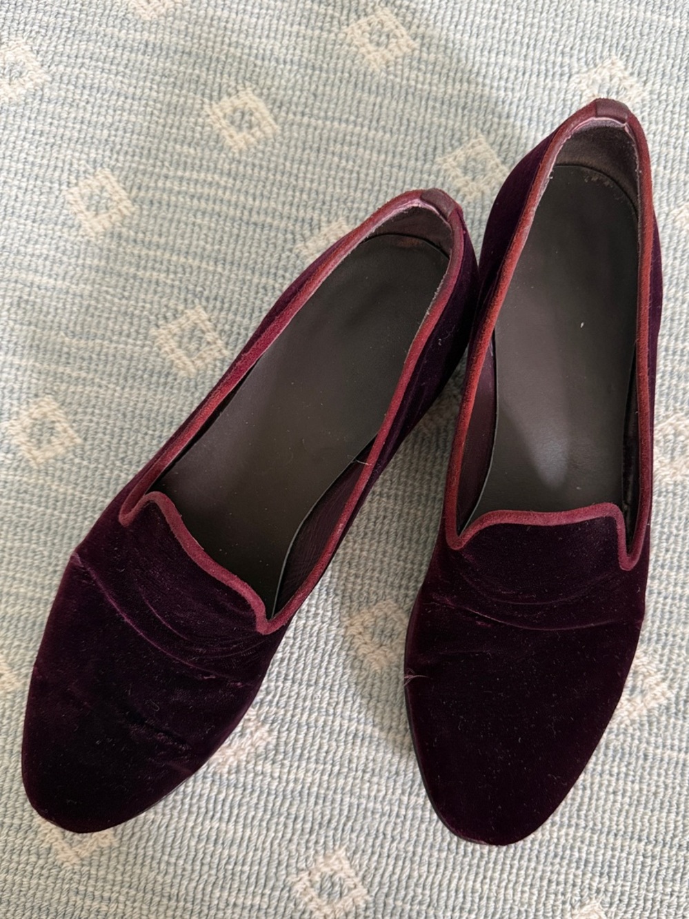 Stuart Weitzman Velvet Burgundy Loafers
